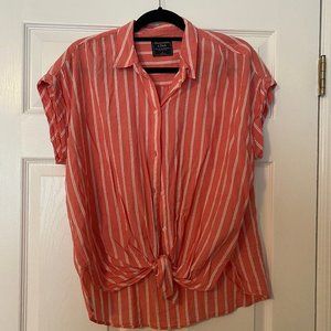 Abercrombie & Fitch Salmon and White Stripe Top